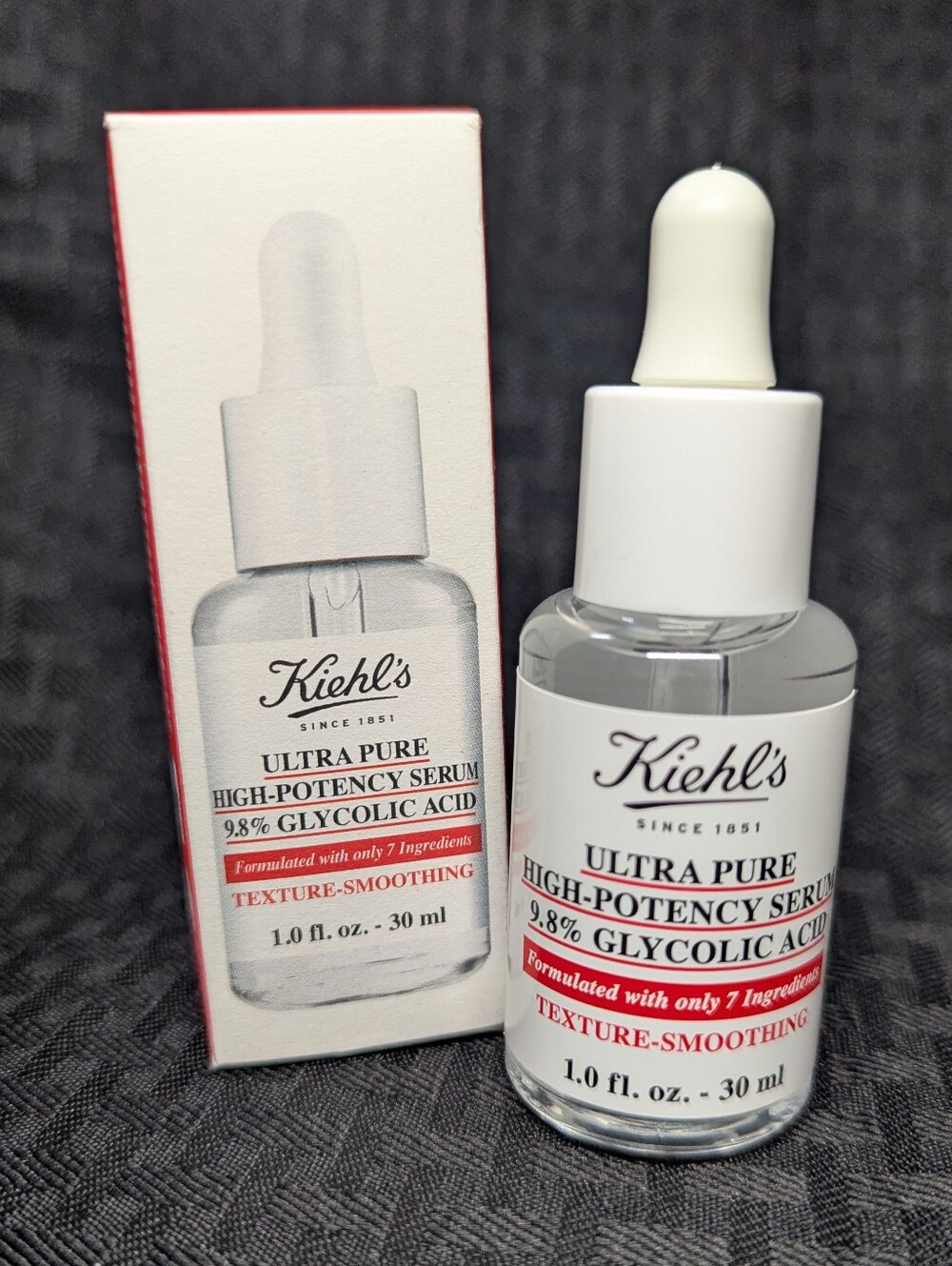Kiehl's Ultra Pure Texture Smoothing 9.8% Glycolic Acid Serum.